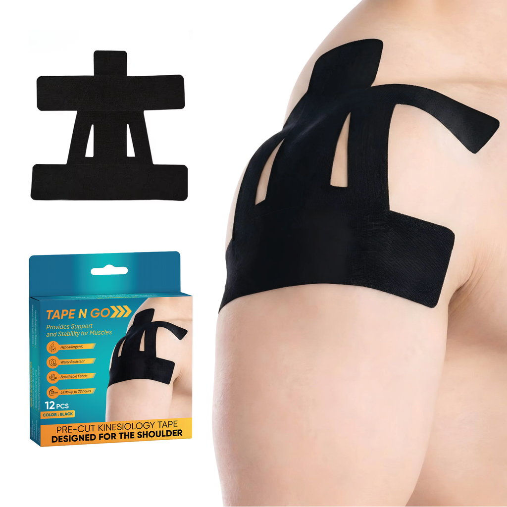 Tape N Go Precut Kinesiology Tape for Shoulder Support, 12 Pack