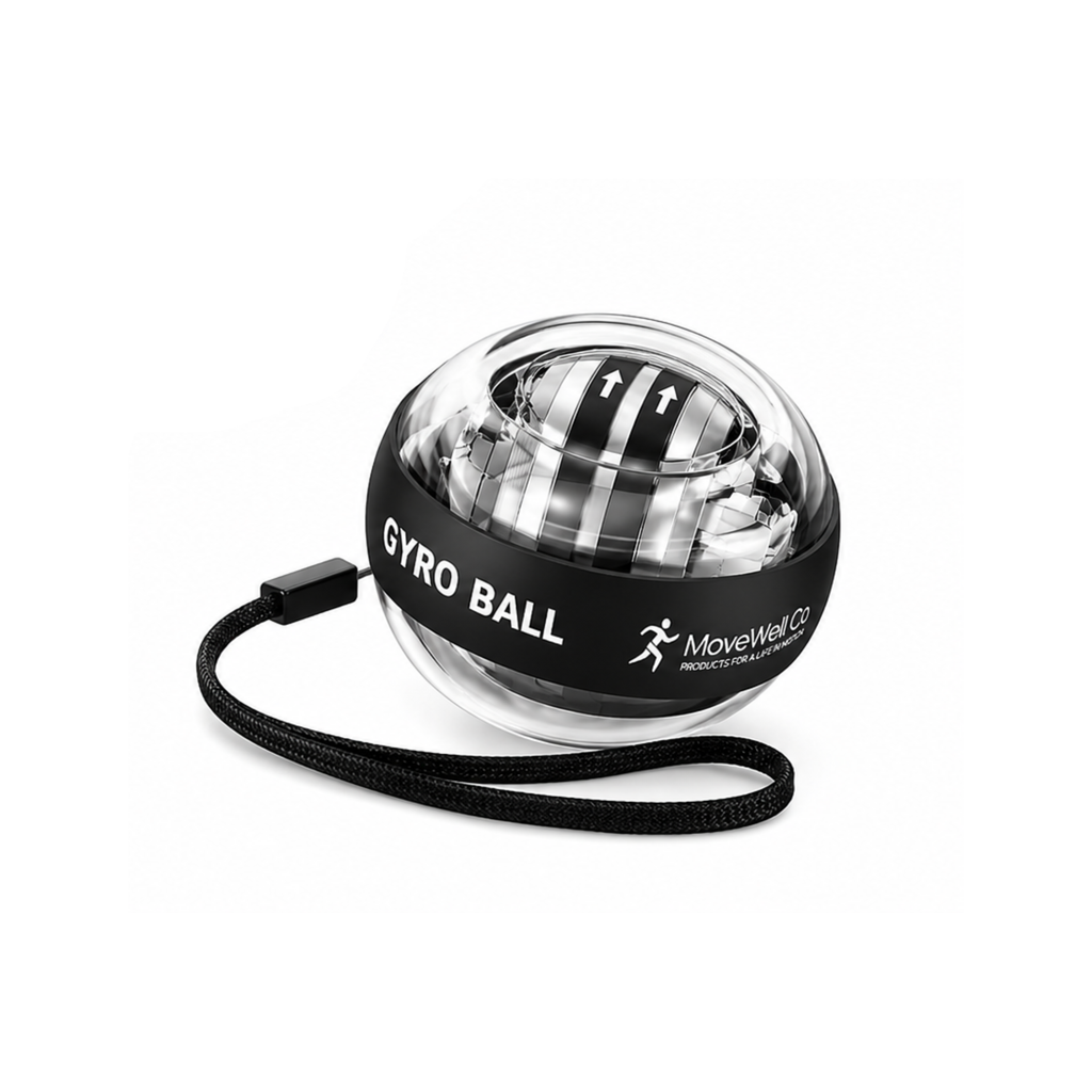 MoveWell Co Gyro Ball Wrist Strengthener – Auto-Start Hand Exerciser, Grip Strength Trainer, Forearm & Finger Strengthening Device, Self-Powered Resistance Ball