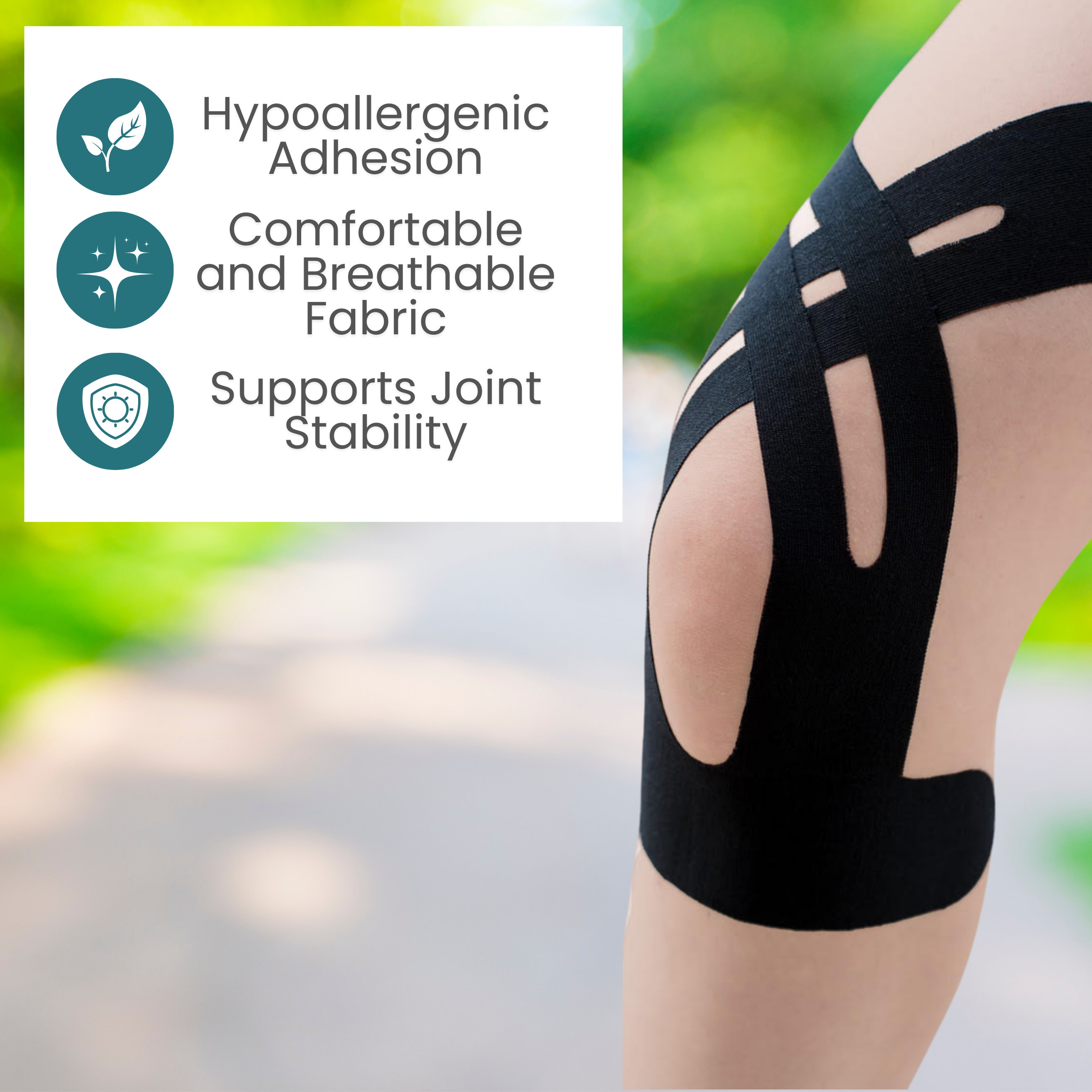 MoveWell Co Precut Kinesiology Tape for Knee Support, 12 Pack