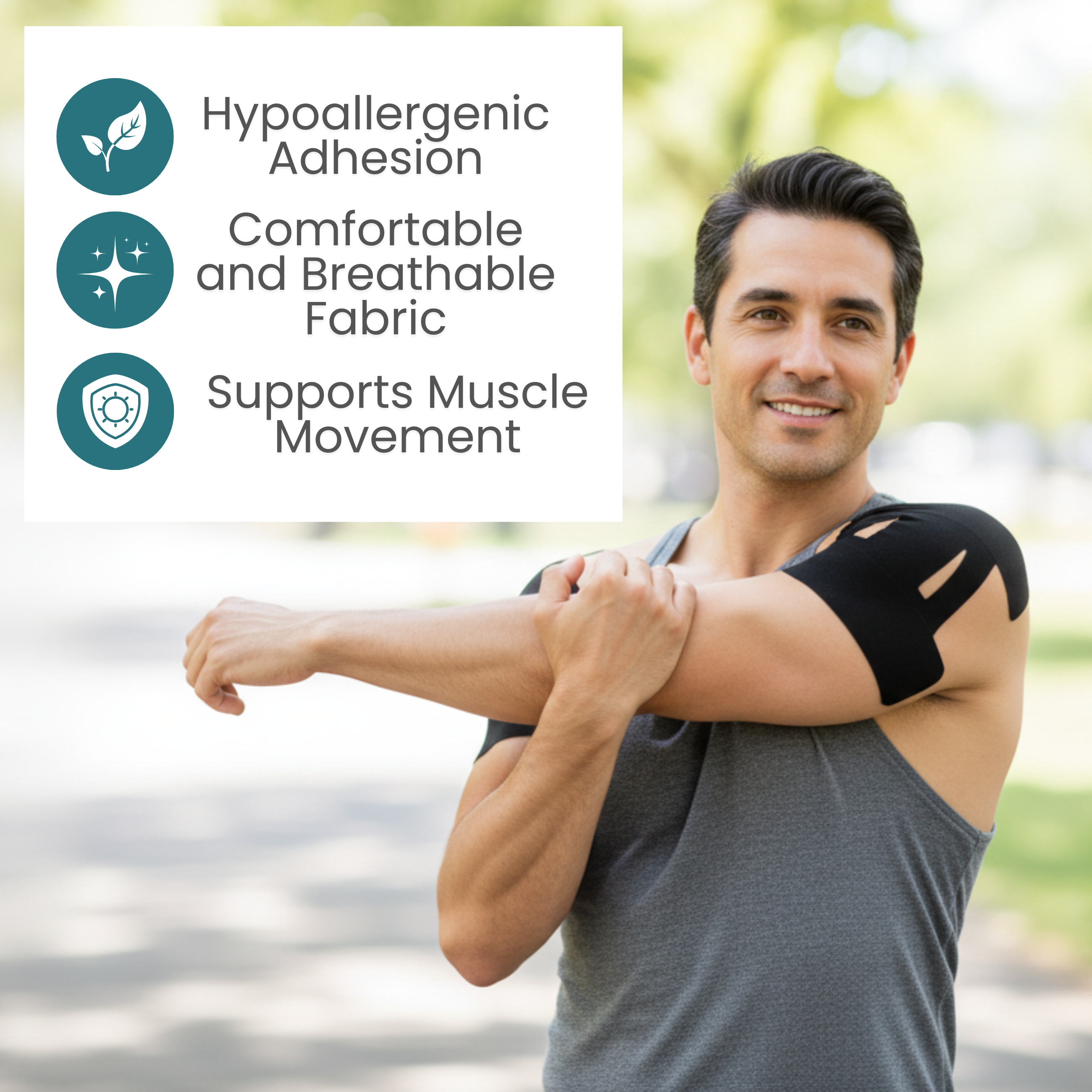 Tape N Go Precut Kinesiology Tape for Shoulder Support, 12 Pack