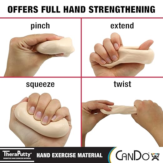 Hand exercise material with text indicating different hand movements and branding.