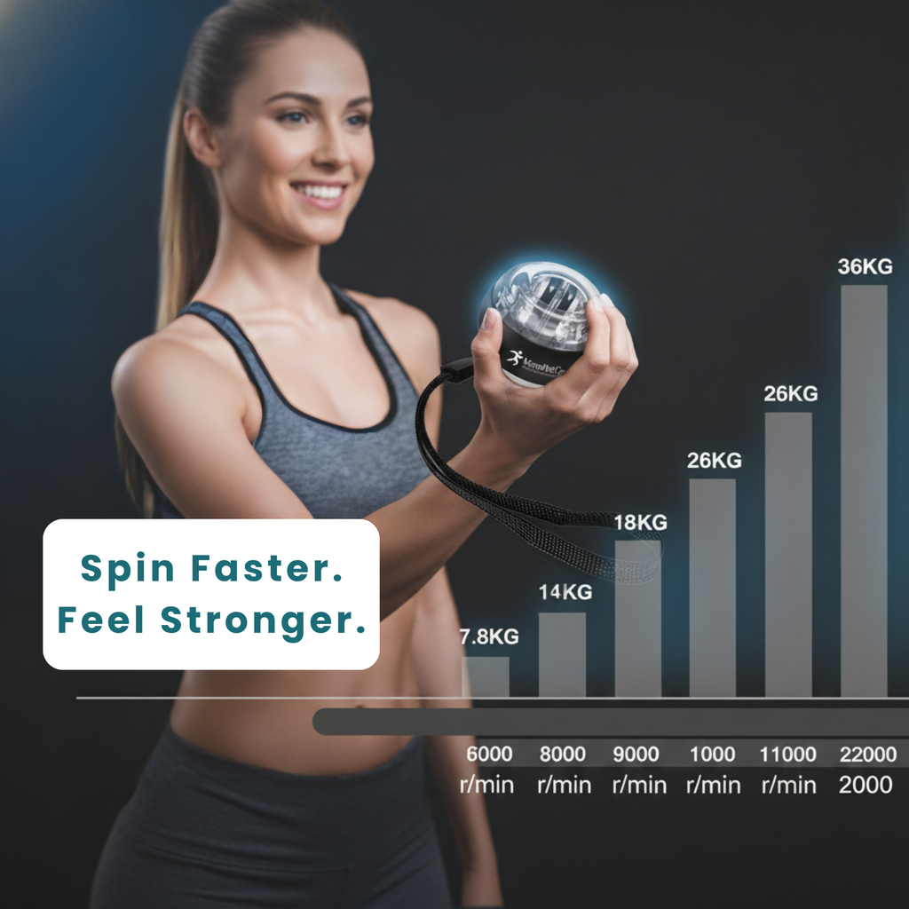 MoveWell Co Gyro Ball Wrist Strengthener – Auto-Start Hand Exerciser, Grip Strength Trainer, Forearm & Finger Strengthening Device, Self-Powered Resistance Ball