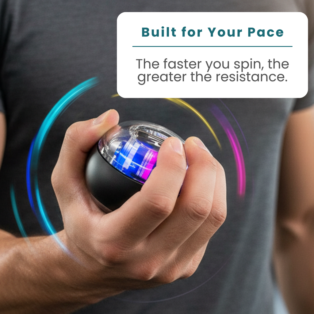 MoveWell Co Gyro Ball Wrist Strengthener – Auto-Start Hand Exerciser, Grip Strength Trainer, Forearm & Finger Strengthening Device, Self-Powered Resistance Ball