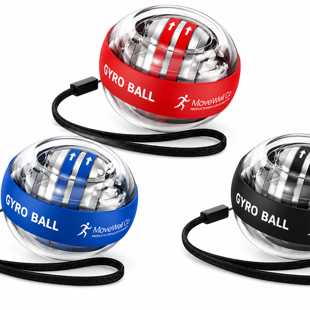 MoveWell Co Gyro Ball Wrist Strengthener – Auto-Start Hand Exerciser, Grip Strength Trainer, Forearm & Finger Strengthening Device, Self-Powered Resistance Ball