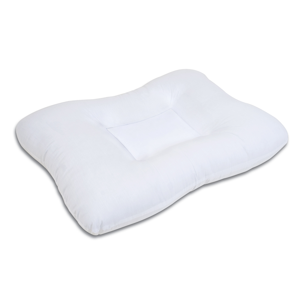 White cervical pillow on a white background