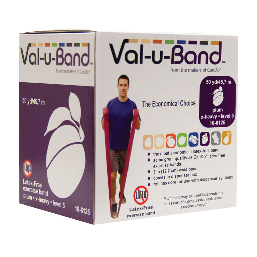Val U Band Latex Free Exercise Bands - 5 Foot Strips, 50 & 100 Yard Rolls - CanDo