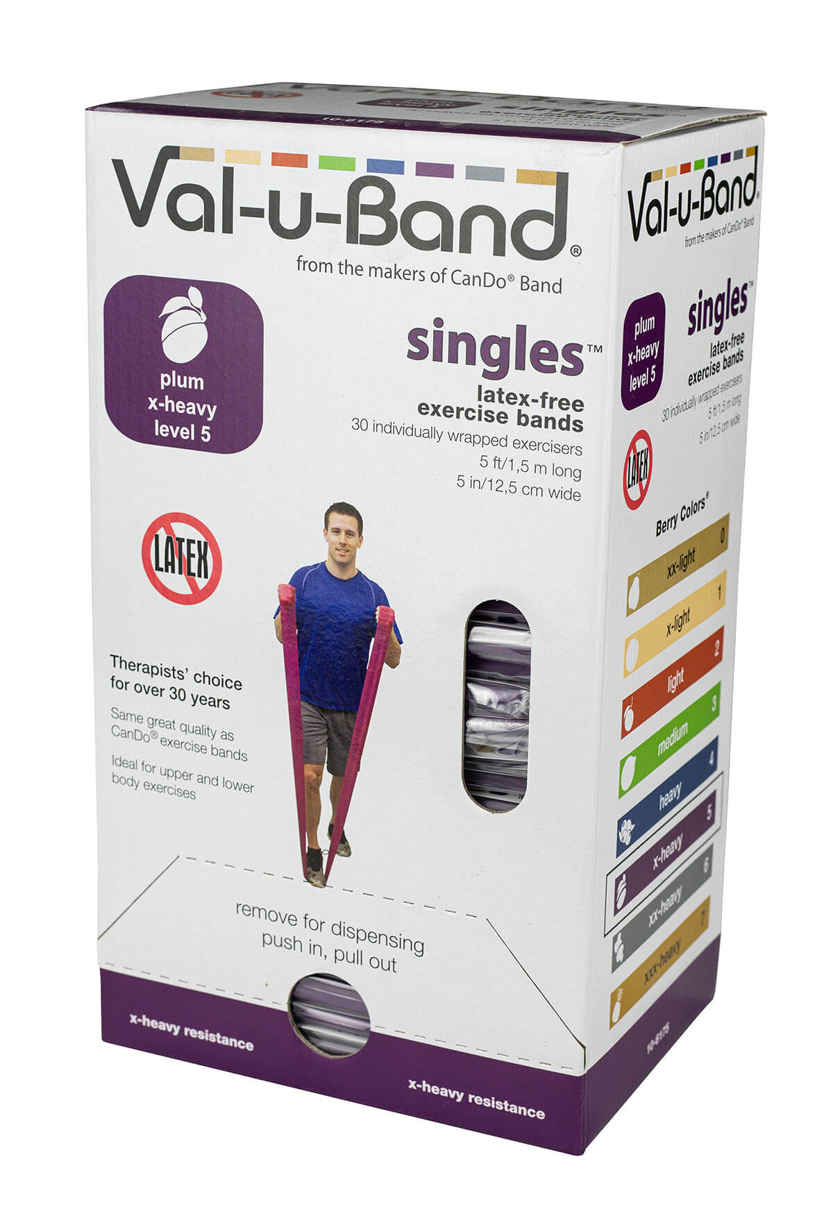 Val U Band Latex Free Exercise Bands - 5 Foot Strips, 50 & 100 Yard Rolls - CanDo