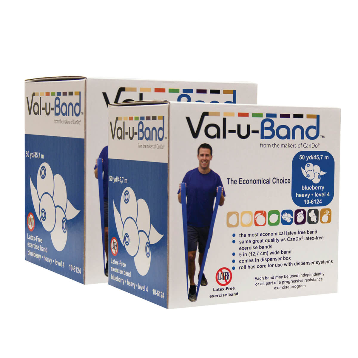 Val U Band Latex Free Exercise Bands - 5 Foot Strips, 50 & 100 Yard Rolls - CanDo