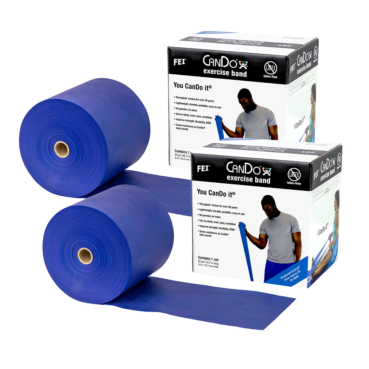 Latex Free Exercise Bands - 25 50 & 100 Yard Rolls - CanDo
