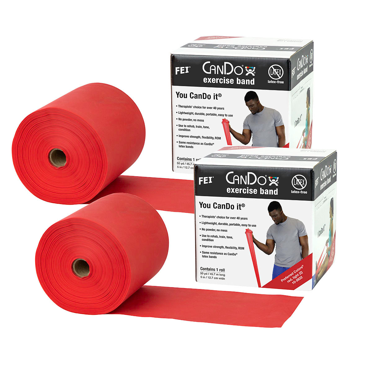 Latex Free Exercise Bands - 25 50 & 100 Yard Rolls - CanDo