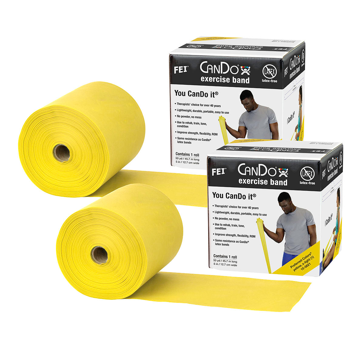 Latex Free Exercise Bands - 25 50 & 100 Yard Rolls - CanDo