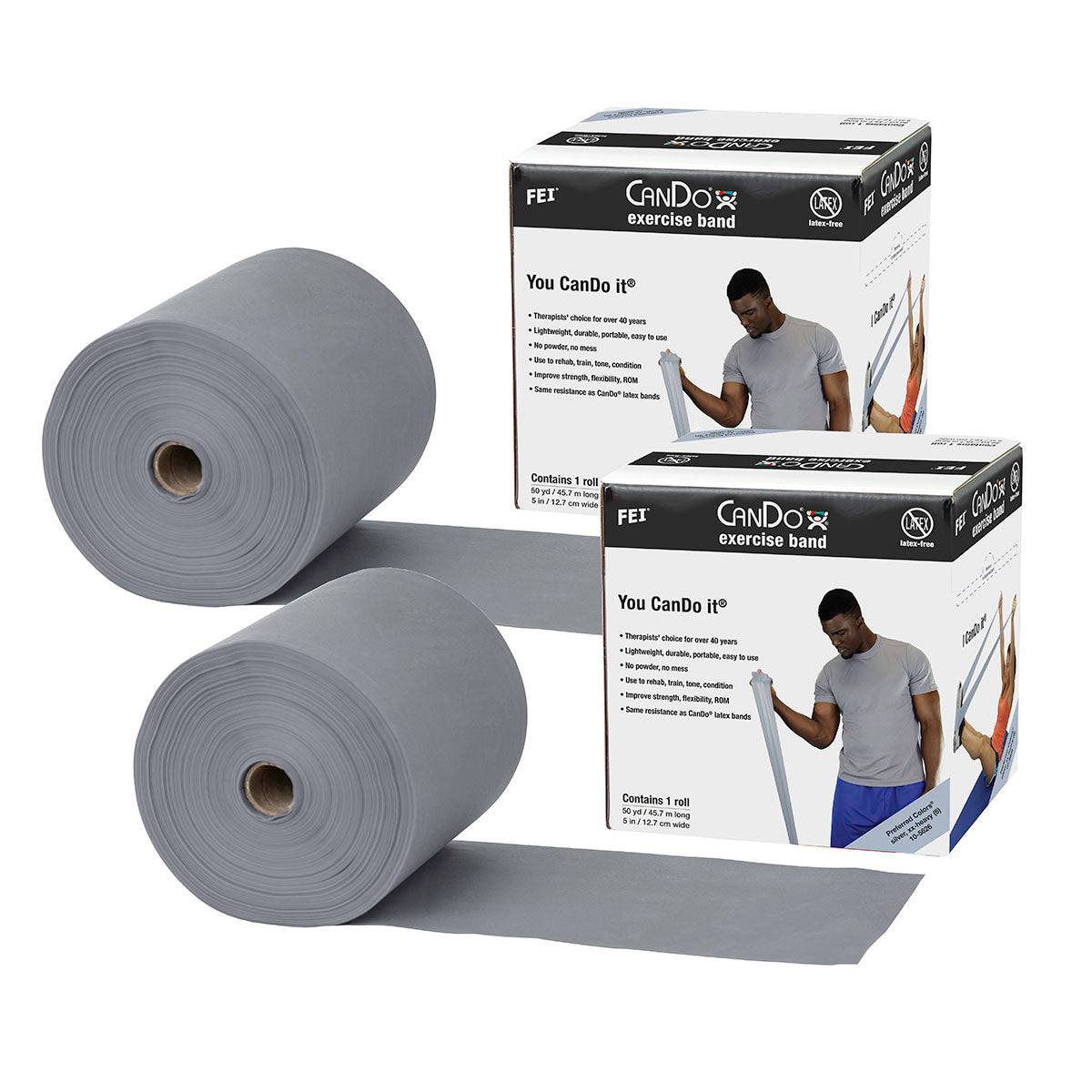 Latex Free Exercise Bands - 25 50 & 100 Yard Rolls - CanDo