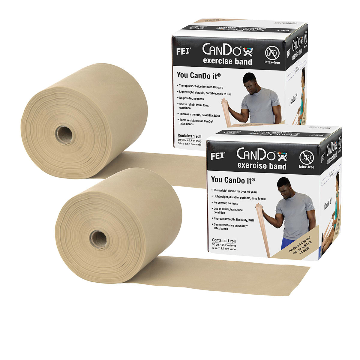 Latex Free Exercise Bands - 25 50 & 100 Yard Rolls - CanDo