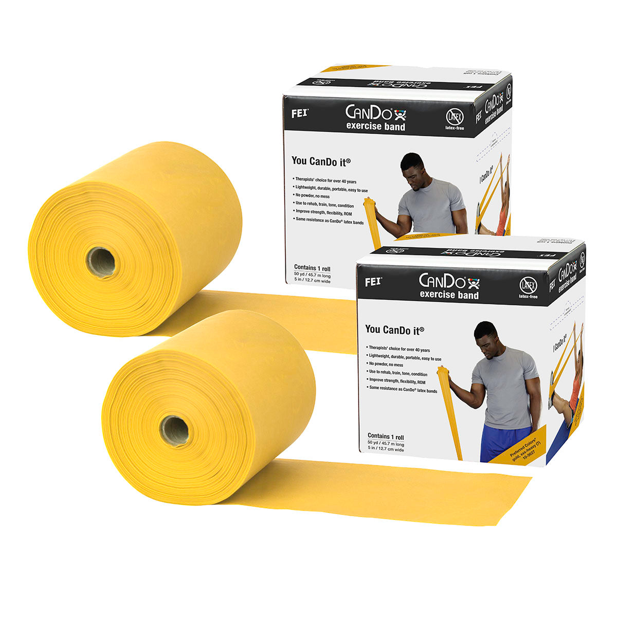 Latex Free Exercise Bands - 25 50 & 100 Yard Rolls - CanDo