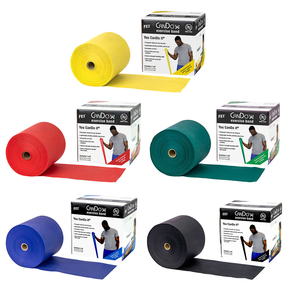 Latex Free Exercise Bands - 25 50 & 100 Yard Rolls - CanDo