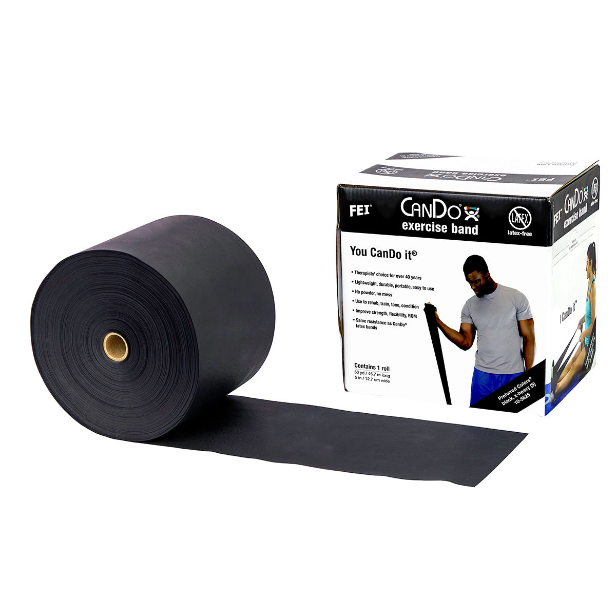 Latex Free Exercise Bands - 25 50 & 100 Yard Rolls - CanDo