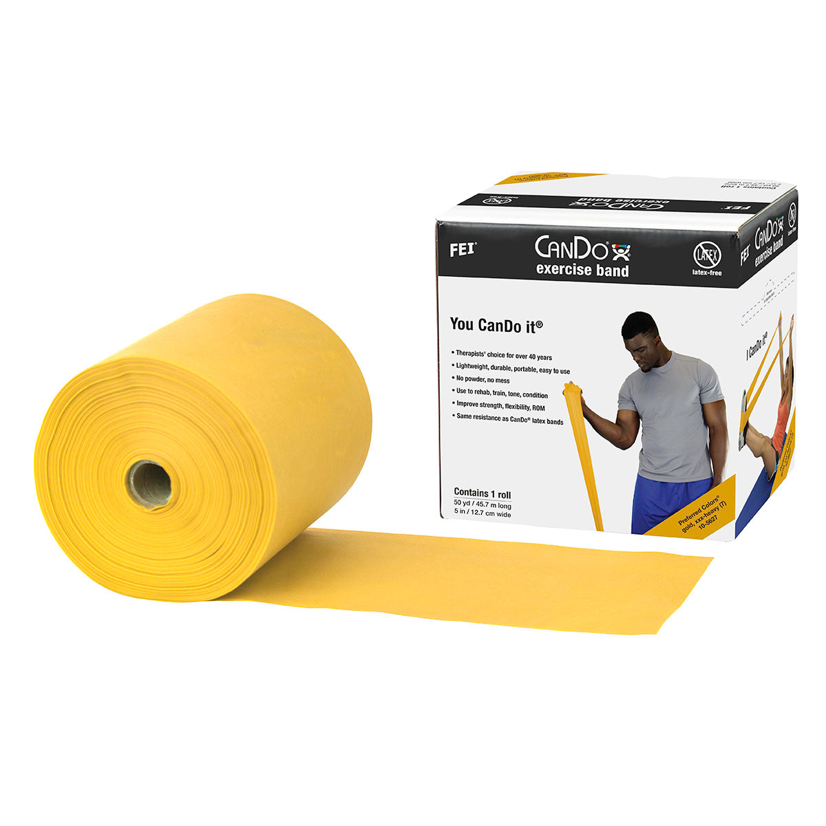 Latex Free Exercise Bands - 25 50 & 100 Yard Rolls - CanDo