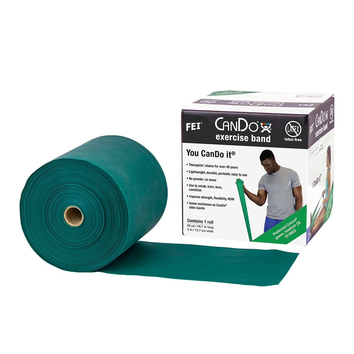 Latex Free Exercise Bands - 25 50 & 100 Yard Rolls - CanDo