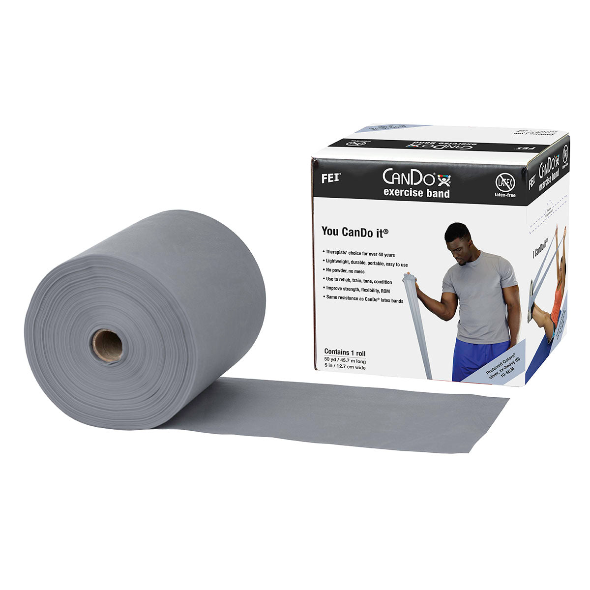 Latex Free Exercise Bands - 25 50 & 100 Yard Rolls - CanDo