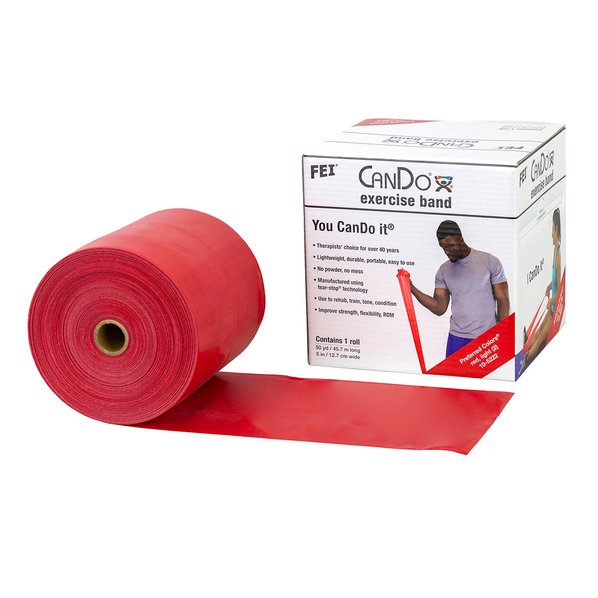 Low Powder Exercise Bands - 25 50 & 100 Yard Rolls - CanDo