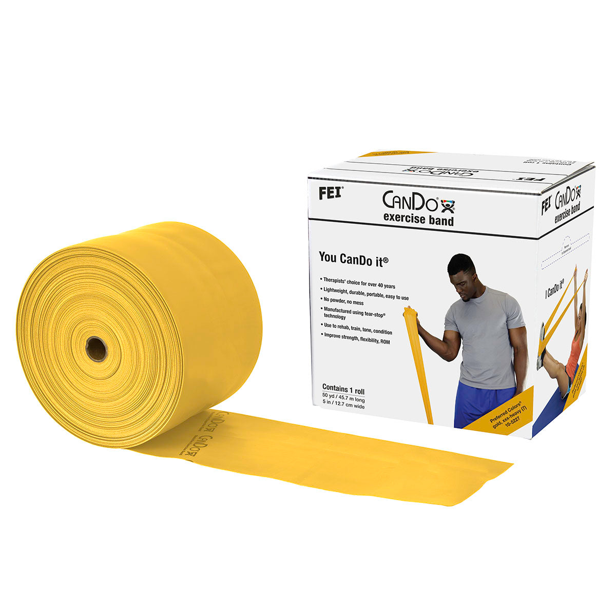 Low Powder Exercise Bands - 25 50 & 100 Yard Rolls - CanDo