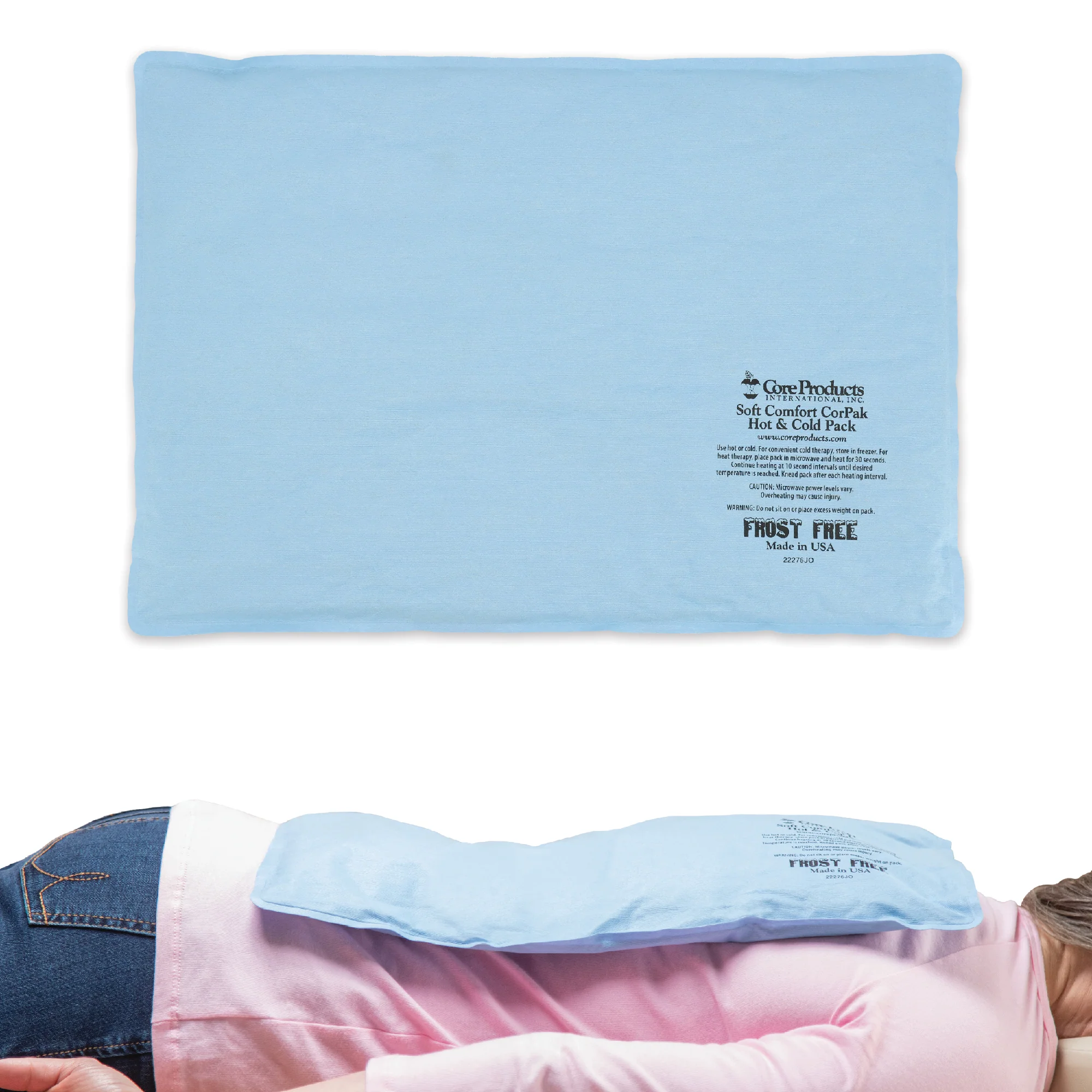 Blue cold pack on a white background