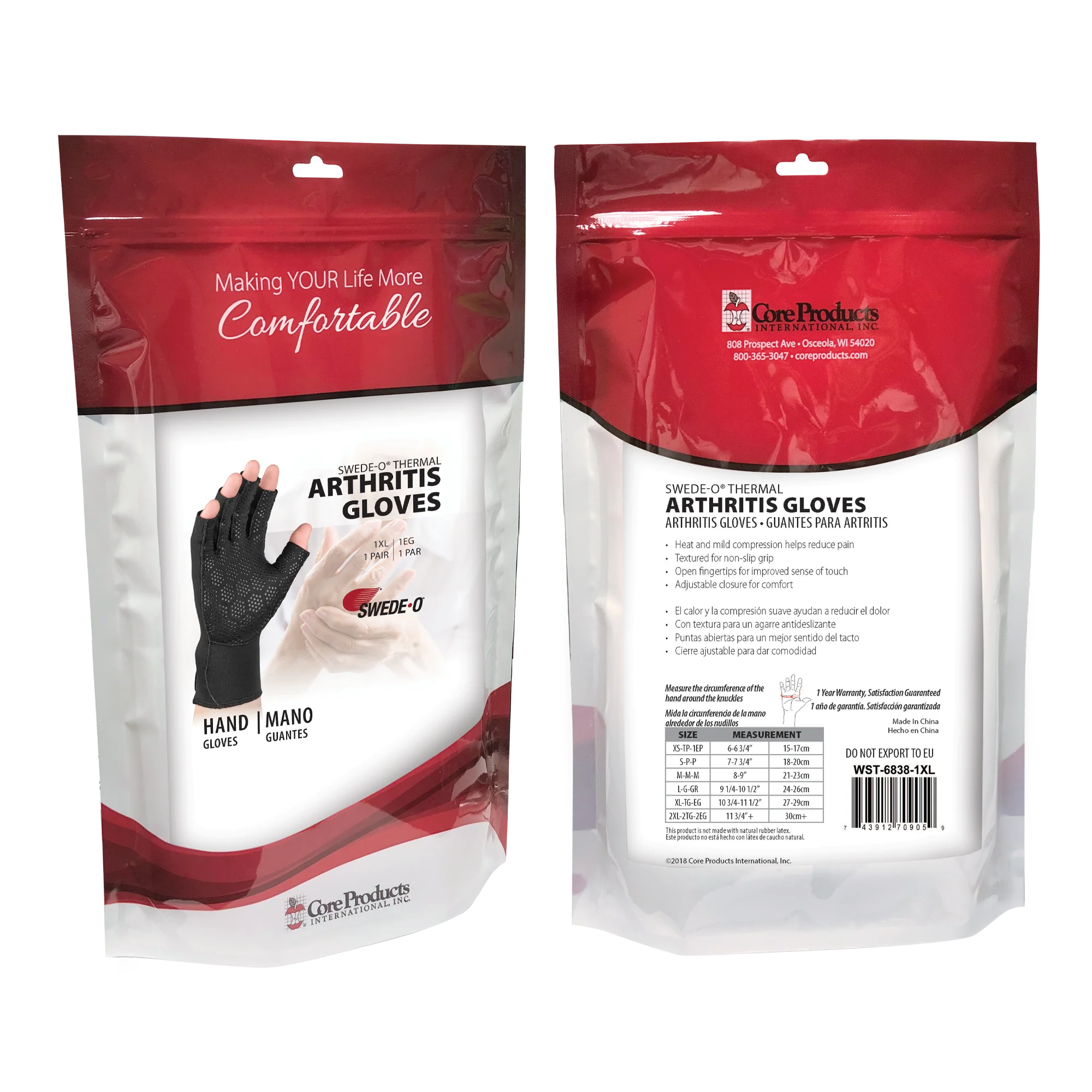 Packaging of arthritis gloves with visible branding and product details.
