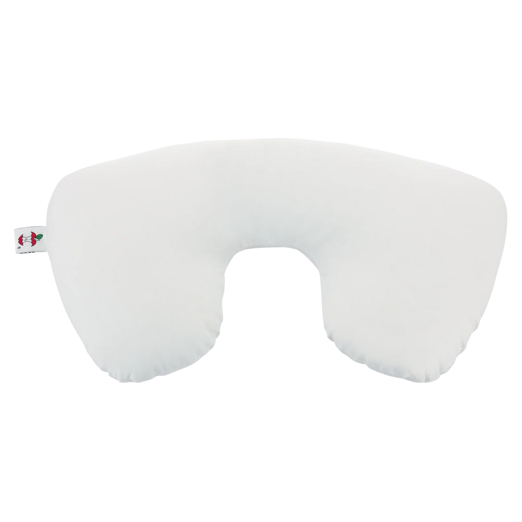 White U-shaped travel core cervical pillow on a white background